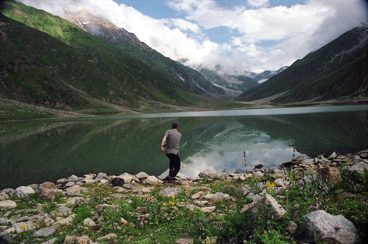 14 Jerome Ryan Skipping Rocks On Lake Saiful Maluk In Kaghan Valley  Lake Saiful Maluk (3200m) is the most popular lake in Pakistan ... for middle-class Pakistanis that is. They arrived in jeeps, small buses, and on foot, swarming the lake, and vastly outnumbering the one and only foreigner. Jerome Ryan skipped rocks on the lake.